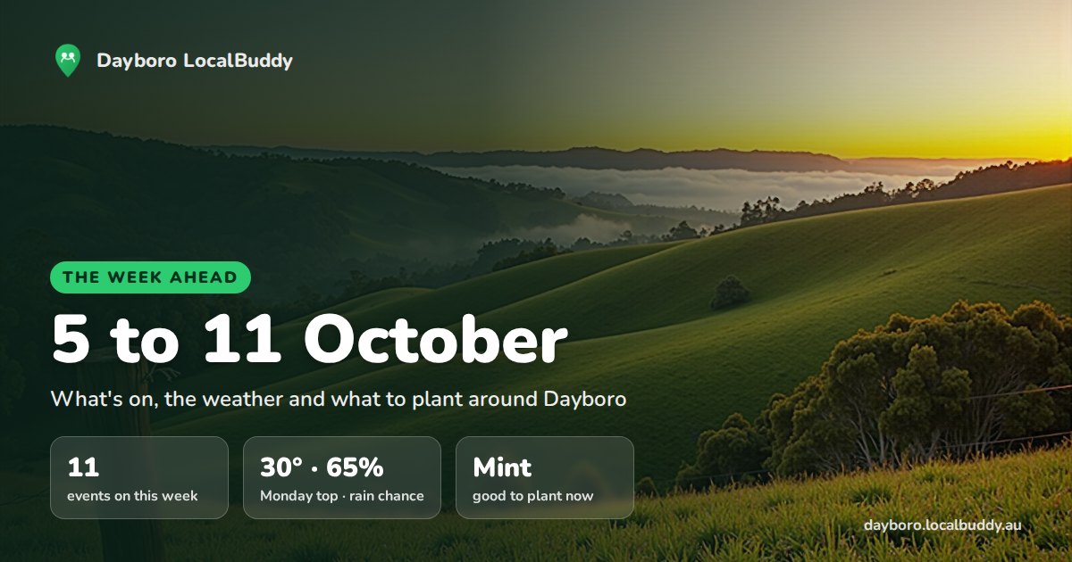 Dayboro week ahead: 5 to 11 October